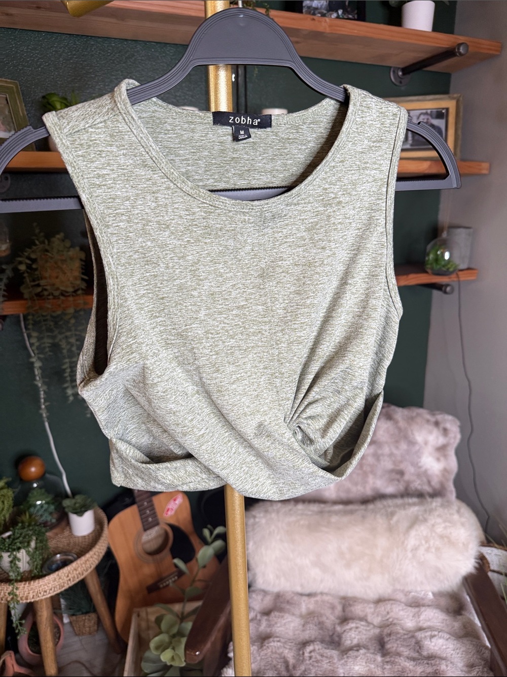 Zobha Sage Twist-Front Crop Top